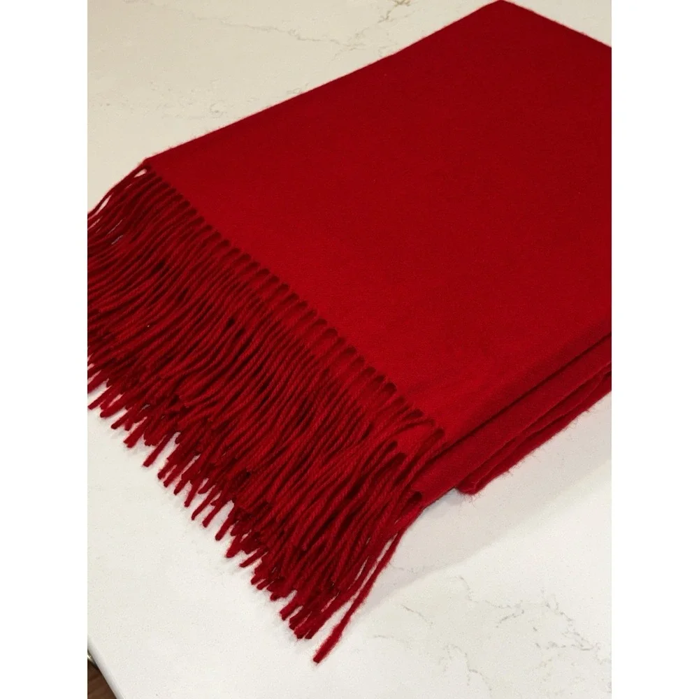 NWOT Williams Sonoma Cashmere Throw Fringe Red 50